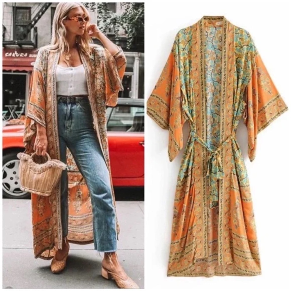 SOLD OUT Golden Fields Bohemian Kimono Wrap Robe - Picture 1 of 7